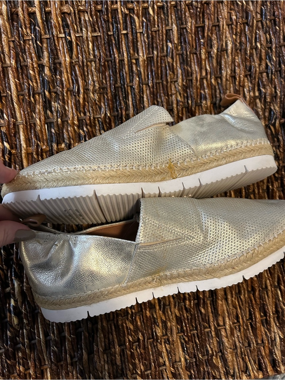 Kenneth Cole Metallic Gold Slip-On Espadrille Sneakers for Women